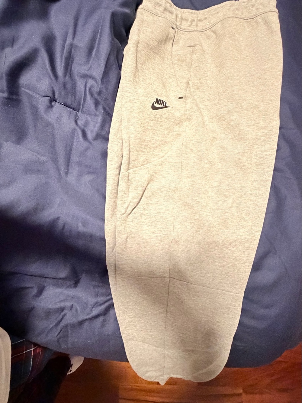 Nike Tech Light Gray Jogger Pants with Black Swoosh